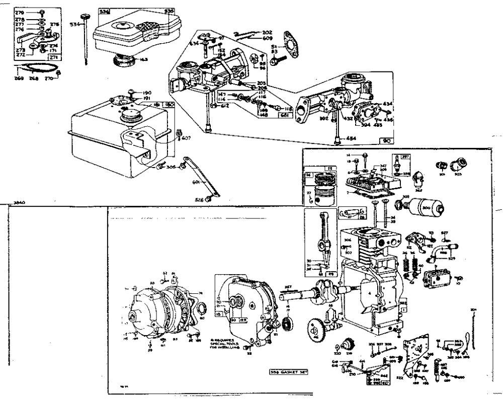 Replacement Parts Diagram and Parts List for 144200-144254 0010 - 0016 Briggs and Stratton Engine
